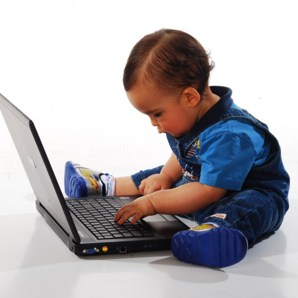 child with laptop